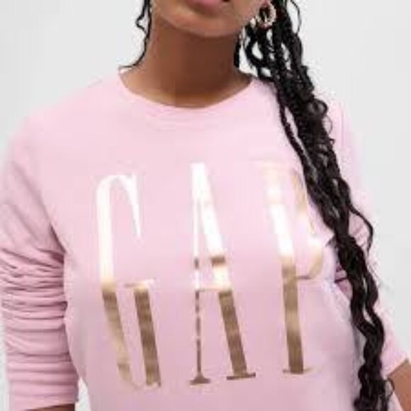 GAP Blush Purple Mauve Mist Sweatshirt Spell Out Metallic Logo Women's XL Preppy - Picture 14 of 14